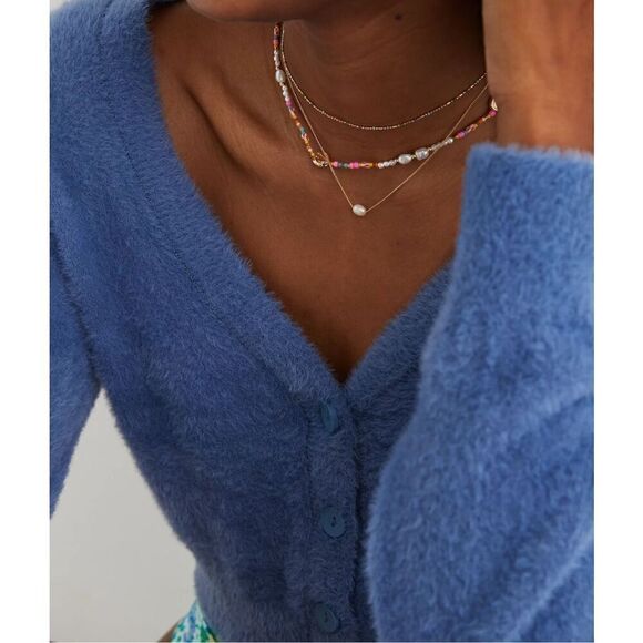 Aerie Blue Fuzzy cropped cardigan L - Picture 4 of 7